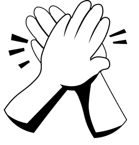 Clapping Hands black and white clipart