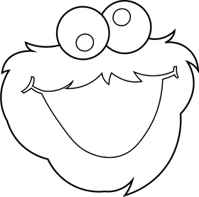 Cookie Monster Head black and white clipart