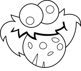 Cookie Monster Head black and white clipart