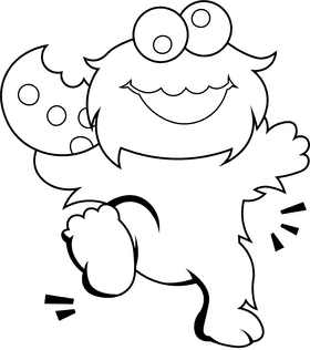 Cookie Monster black and white clipart