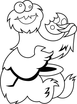 Cookie Monster black and white clipart