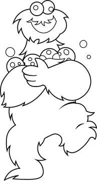 Cookie Monster black and white clipart