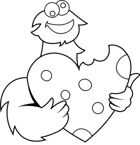 Cookie Monster black and white clipart