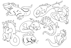 Iguana black and white vector