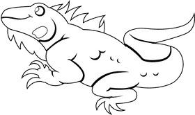Iguana black and white clipart