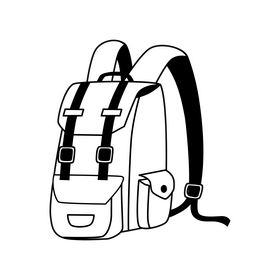 Backpack drawing black and white clipart