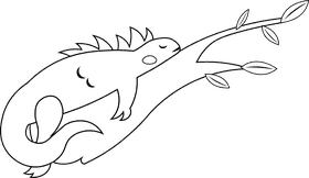 Iguana black and white clipart