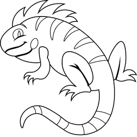 Iguana black and white clipart