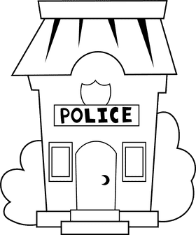 Police Station black and white clipart