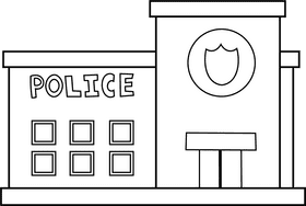 Police Station black and white clipart