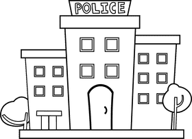 Police Station black and white clipart