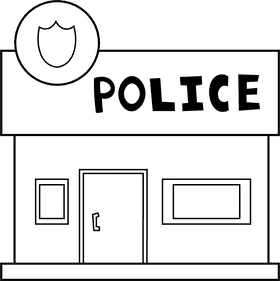 Police Station black and white clipart