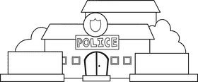 Police Station black and white clipart