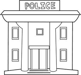 Police Station black and white clipart