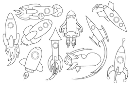 Rocket Ship black and white vector