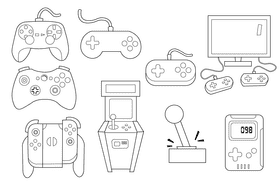 Video Game black and white vector