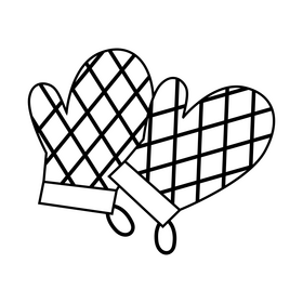Oven mitts drawing black and white clipart