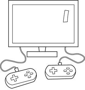 Video Game TV black and white clipart
