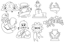 Winner black and white vector