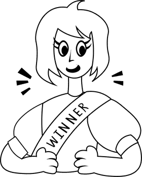 Winner Girl black and white clipart