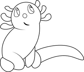 Axolotl Cute black and white clipart