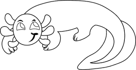 Axolotl Smile black and white clipart