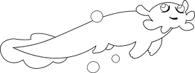 Axolotl black and white clipart
