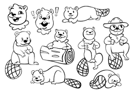 Cute Beaver black and white vector