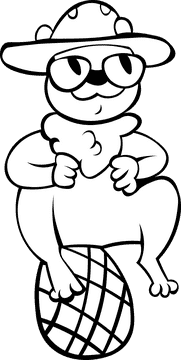 Beaver Hat black and white clipart