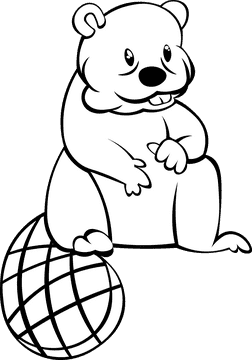 Beaver Sitting black and white clipart