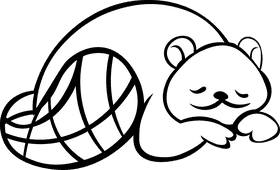 Beaver Sleep black and white clipart