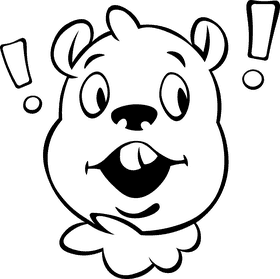 Beaver Surprised black and white clipart