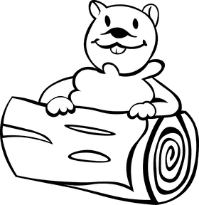 Beaver animal black and white clipart