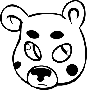 Cheetah Head Green Eyes black and white clipart