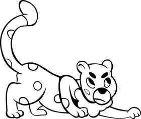 Cheetah Hunting black and white clipart