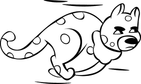Cheetah Runing black and white clipart