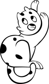 Cheetah cartoon black and white clipart