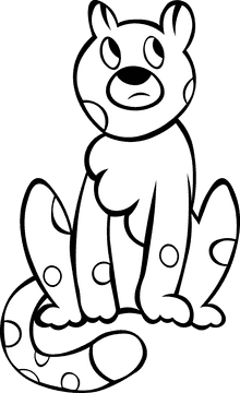 Cheetah Sitting black and white clipart