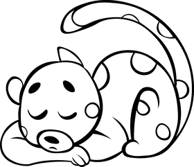 Cheetah Sleeping black and white clipart