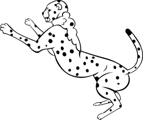 Cheetah Fight black and white clipart