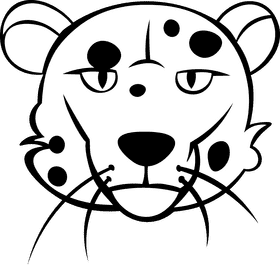 Cheetah Head black and white clipart