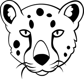 Cheetah Head black and white clipart