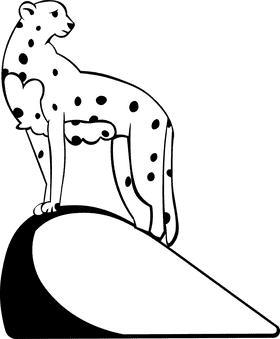 Cheetah On Rock black and white clipart