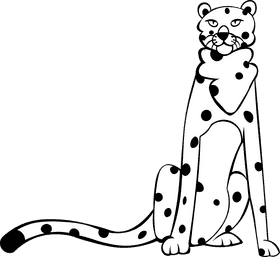 Cheetah Sitting black and white clipart