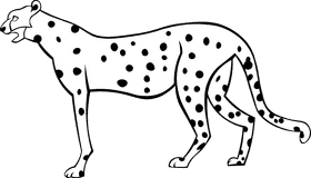 Cheetah animal black and white clipart