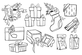 Christmas Gifts black and white vector