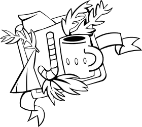 Christmas Gift Open Box black and white clipart