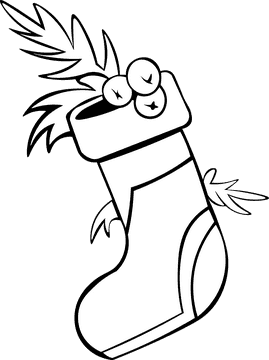 Christmas Gift Sock black and white clipart