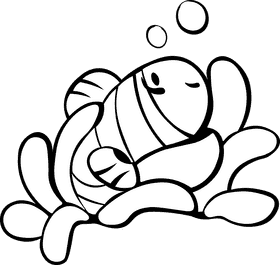 Clownfish Algae black and white clipart