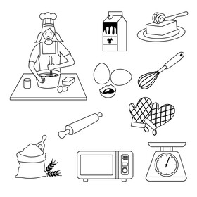 Baking icons set black and white vector